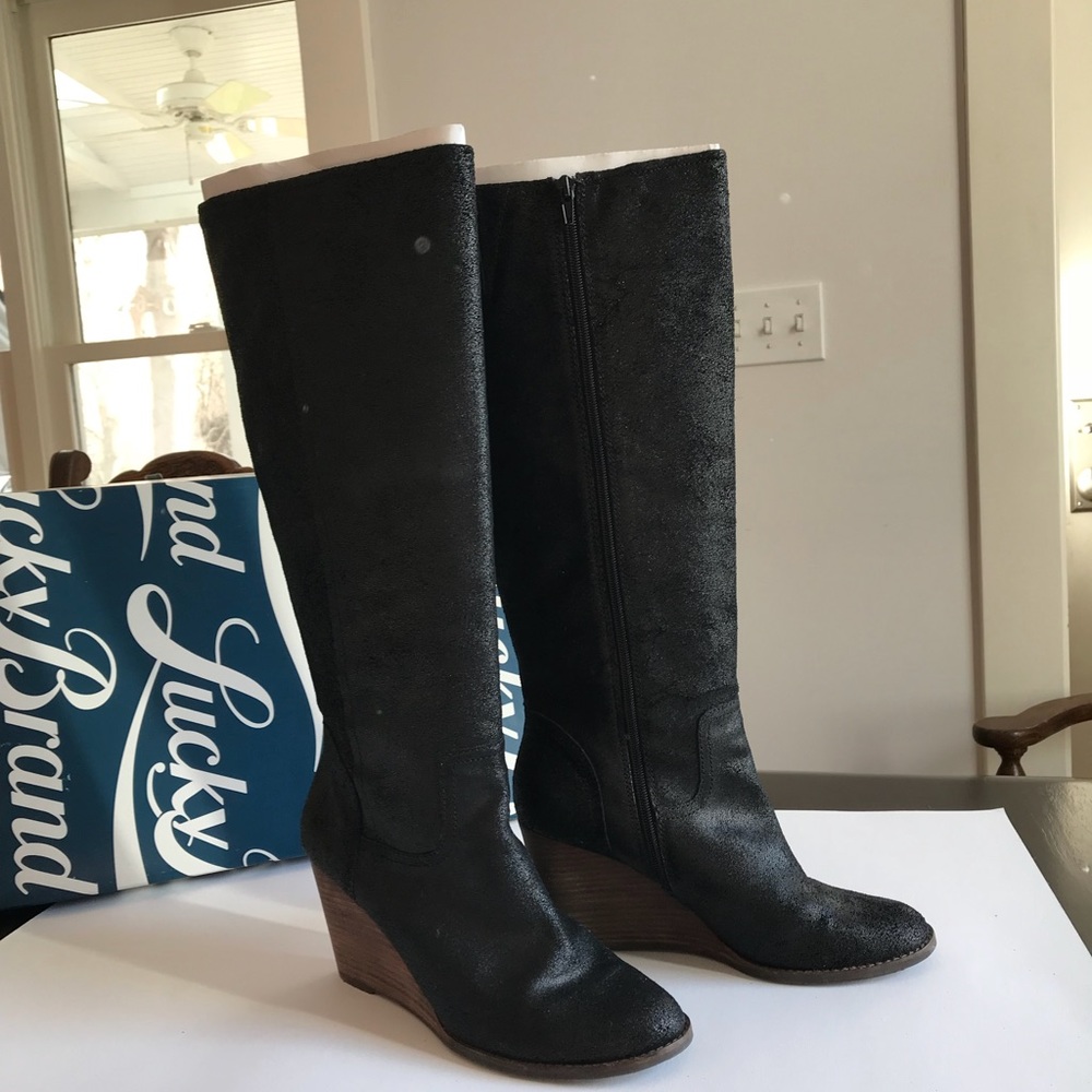 Lucky Brand 10 Yacie boots black leather worn 3x!